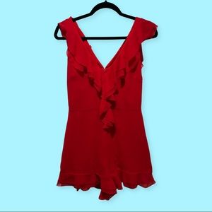 C/MEO Collective Small Red Playsuit Romper Ruffle
